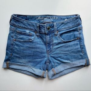 light wash American Eagle midi shorts, size 2
